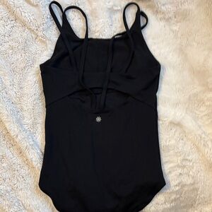 Athleta Girl Black One-Piece Dance Leo with Strappy Design